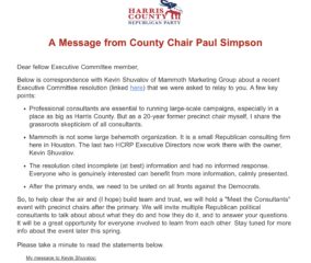 Paul Simpson Failed to Adhere to Harris GOP Resolution