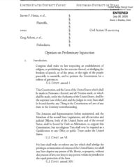 Judge Lynn Hughes’ Ruling in Hotze v Abbott